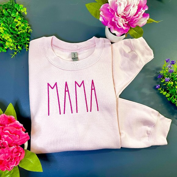 Mama Embroidered Sweatshirt Custom Mothers Day Gift for Mom Christmas Gift - Picture 1 of 4